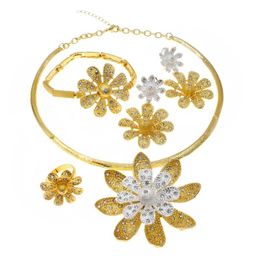 Earrings & Necklace Fashion Gold Plated High Jewellery Ring Earring Bracelet Brazil Ladies Set HS21081216