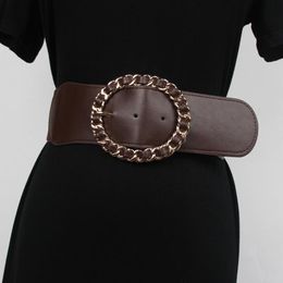 Belts Weaving PU Buckle Waist Belt Women Wide Corset Strap Faux Leather Elastic Waistband Cummerbund Winter Dress Accessories