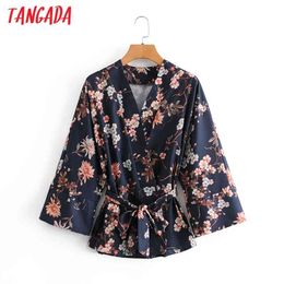 Women Retro Oversized Flowers Print Kimono Blouse Long Sleeve Chic Female Casual Shirt Blusas Femininas 3A01 210416