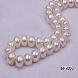 JYX Große Halskette, rund, 12–13 mm, weiße natürliche Süßwasserperlen-Halsketten für Damen