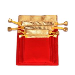 jewellery gift pouches wholesale UK - 7x9cm 8x10cm 10x12cm 12*16cm Gold Opening Bell Cloth Drawstring Velvet Pouches For Jewellery Make Up Bags Christmas Gift Packing Bag Directly Manufacturer