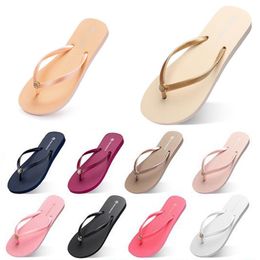 Style61 Slippers Beach Shoes Flip Flops Womens Green Yellow Orange Navy Bule White Pink Brown Summer Sandals 35-38