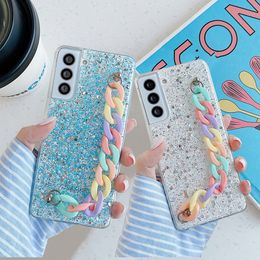 Rainbow Wristband Bling Phone Cases For Samsung S21 Plus S20 FE A32 A52 A72 A51 A71 Note 20 Shockproof Soft Bumper Cover