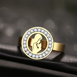 Classical Stainless Steel Band Rings High Quality Fashion Crystal Praying Women Jewelry Gift Factory Price Expert Design