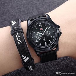 Men Top Nylon Luxury Watches high quality Male Casual Quartz Watch canvas Strap Army Green Military Sport waterproof Wristwatch Relog