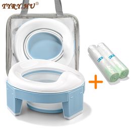 Baby Portable Toilet Potty Training Seat Multifunctional 3 in 1 Travel Toilet Seat Foldable Children Potty With Bags 211028