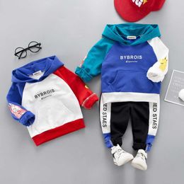 0-4 years High quality boy girl clothing set spring active patchwork kid suit children baby Hoodies+pant 2pcs 210615