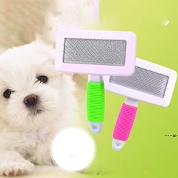 NEWHandle Shedding Dog Cat Hair Brush Fur Grooming Trimmer Comb Pet Slicker Brush RRF12272