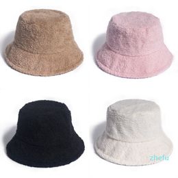 Solid Colour Hat Versatile Soft Ladies Keep Warm Fur Lovely Velvet Cap Woman Fashion Accessories Bucket Hats Winter 11 5yc K2