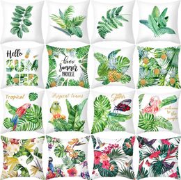 Tropical Plants Leaf Pillow Cases Pineapple Birds Flamingo Pillowcase Cushion Cover Case