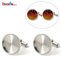 Stainless Steel Blank Setting Settings Cabochon Base for 16/18/20mm Men Cufflinks DIY Jewelry findings ID25006