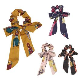 2021 new chiffon women scrunchies floral hair bows girls hair ties designer hair accessories for women princess kids hairbands