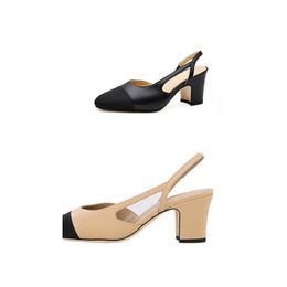 Summer Business Office Designer Genuine Leather Loafers Women Sandals Casual Mules Metal Buckle Ladies dress high heels spring autumn pointed toe height Shoes