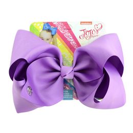 2021 8 Inch Jojo Siwa Hair Bow Solid Colour With Clips Papercard Metal Logo Girls Giant Rainbow Rhinestone Hair Accessories Hairpin hairband