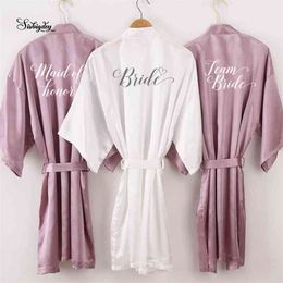 gorgeous mauve bathrobe bride satin robe women getting married bride hen party sisters sqaud mother wedding bridesmaid robes 210901