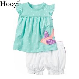 Fashion Baby Girls Clothes Suit Bird Cute Newborn Clothing Sets Toddler T-Shirt Hot Shorts Summer Outfit 6 9 12 18 24 Month Tops 210413