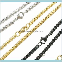 Necklaces & Pendants Jewelrytisnium M Men And Women Necklace Box Chain Solid Stainless Steel Link Matching Pendant Gift Gold Color Wholesale