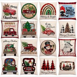 Christmas Pillow Case Covers Peach Skin Luxury Decorative Cushion Cover Xmas Pillowcase Home Decor 16 Designs Optional