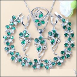 Earrings & Necklace Jewellery Sets Advanced Customization +Quality Costume Sier-Color Black Zircon Crystal Women Fashion Drop Delivery 2021 Co