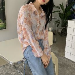 Summer Florals Thin Loose All Match Printed OL Comfortable Office Lady Female Elegance Stylish Women Chic Shirts 210421