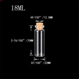 22x70x12.5 mm 18ml Clear Transparent Cork Stopper Glass Bottles Perfume Vials Small Wishing Bottle Creative Pendants 100 pcsgood qty