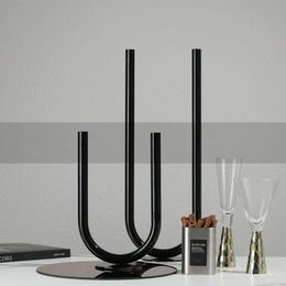Candle Holders Modern U Shape Geometric Metal Ornament Candlestick Holder For Dining Table Wedding Christmas Home Desktop Decor Accessories