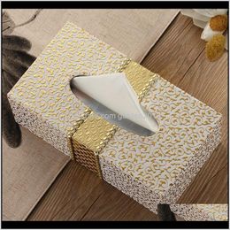 Boxes & Napkins Simple And Fashionable Square Leather Golden Paper Tissue Box Living Room Office Decoration Inybv Mofqn