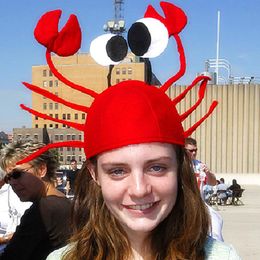 Funny Christmas Party Red Lobster Crab Sea Animal Hats Holiday Prop Costume Accessory Adult Child Cap Gift Happy New Year