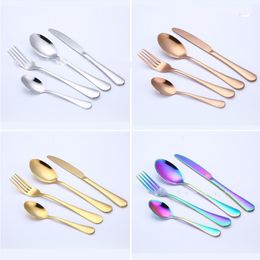 Cutlery Sets Stainless Steel Tableware Western Dinnerware Fork Spoon Steak Travel Dinnerware Set 4 Colors 4Pcs/Set GYL94