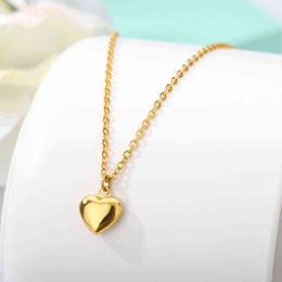 Stainless Steel Love Heart Pendant Necklaces Jewelry Rose Gold Chain Link Wedding Necklace For Women 2022 Y220227