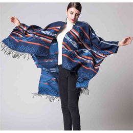 Geometric Rhombus Tassel Europe The United States Lengthen Thickened Imitation Cashmere Autumn And Winter National Style 210427