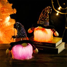Party Supplies Halloween Gnomes with Light Spider Handmade Plush Vampires Doll Table Ornament Kids Gifts PHJK2108