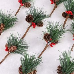 10Pcs Christmas Pine Needles Branch for Christmas Tree Decoration Artificial Plants Home Mall Fake Tree Ornaments