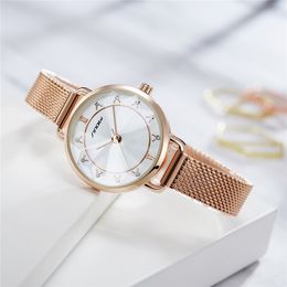 SINOBI Rose Gold Watch Women Ladies Stainless Steel Women's Bracelet Watches Female Relogio Feminino Montre Femme Gift