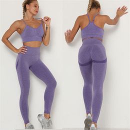 10 Colours Seamless Yoga Set Women Fitness Clothing Sportswear High Waist Gym Leggings+Push Up Sport Bra 2 Piece Sports Suits 210813