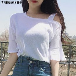 harajuku Off shoulder t shirt woman top female T- women's tops & tees T-s for women tee femme Plus size 210608