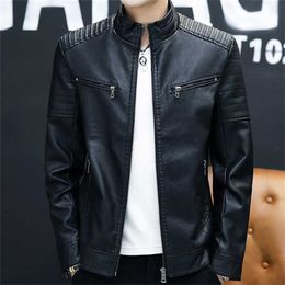 Men Leather Suit Jacket Men Slim Fit Short Coat Men Fashion Leather jacket Streetwear Casual Blazer Jackets Male Outerwear 211110