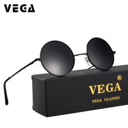 Sonnenbrille VEGA Polarisierte 80er 90er Retro Runde Brille Herren Damen Metall Vintage Kleine Hippie Kreisgläser 8024