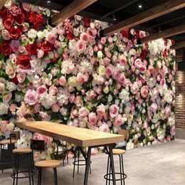 Özel 3d duvar romantik gül çiçek fotoğraf duvar kağıdı oturma odası düğün evi arka plan boyama su geçirmez