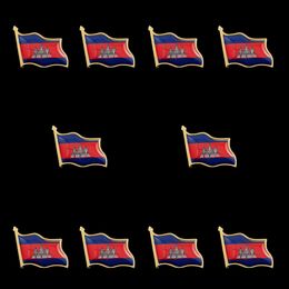 10PCS Cambodia World Country Metal Flag Lapel Pins Friendship Brooches Decoration