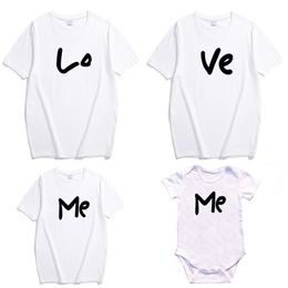 Family Matching Clothes Mother Father Daughter Son Kids Baby Parent-child Red Letter Print T-shirt Short Sleeve Tops 210417