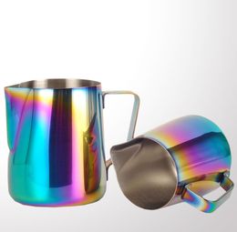 Stainless Steel Coffee Pot Colorful Pull Flower Coffee-Pitcher Milk Water Pots Kettles Teapot Cup Mug Drinkware 350ml 600ml SN2973