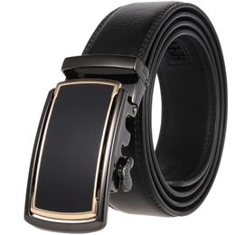 Belts FANGE Men Belt Leather Automatic Buckle High Quality Male Fashion Jeans Chain Stretch Solid Luxury Bland Black FG392-2