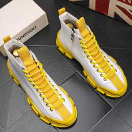 Hip hops Men 2019 Breathable Sneakers Vulcanize Boots Male yellow black Mesh Wear-resistant Casual boots Tenis Masculino b8