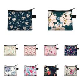 Fashion Wallet Women Lovely Bowknot Flower Print Small Coin Bag Canvas Wallet Female Zipper Coin Purse Wallet Headset Bag