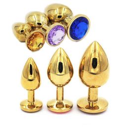 NXY Sex Anal toys Golden small medium large 3 sizes a set heart thread Metal beads butt plug 12 Jewellery BDSM toy for male female 1202