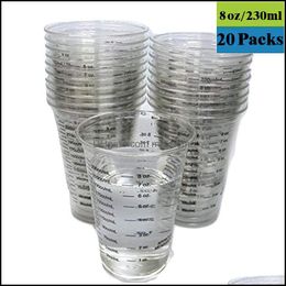 Disposable Cups & Sts Kitchen Supplies Kitchen, Dining Bar Home Garden Maonka 20 Packs 8 Oz ( 230Ml ) Graduated Clear Plastic For Mixing Pai