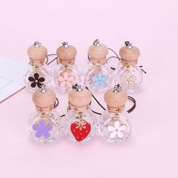 Empty Flower style glass Perfumes Packaging Bottles cars decoration Creative Car perfume bottle aromatherapy Pendant oil jar A217154
