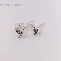 Hot designer jewelry Authentic 925 Sterling Silver Butterfly Stud Earring Pandora Earrings luxury women Valentine day birthday gift