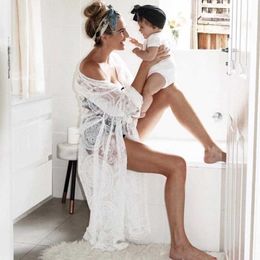 Crochet Lace Maternity Photography Gown Pregnant Woman Lace Dress For Photo Shoot Pregnancy Kimono Photography Gown Q0713
